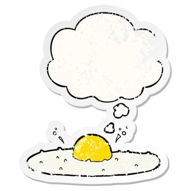 karikatür kızarmış yumurta ve sıkıntılı yıpranmış sticke olarak kabarcık düşündüm