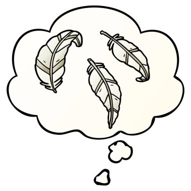 çizgi film tüyleri ve pürüzsüz degrade tarzında düşünce balonu