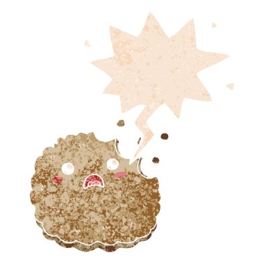 retro dokulu tarzda karikatür bisküvi ve konuşma balonu