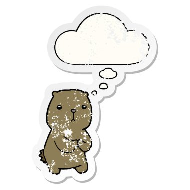 karikatür endişeli ayı ve sıkıntılı yıpranmış sti olarak kabarcık düşünce