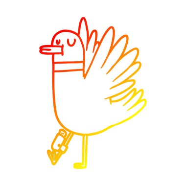 sıcak degrade çizgi çizim karikatür ahşap güvercin çırpma