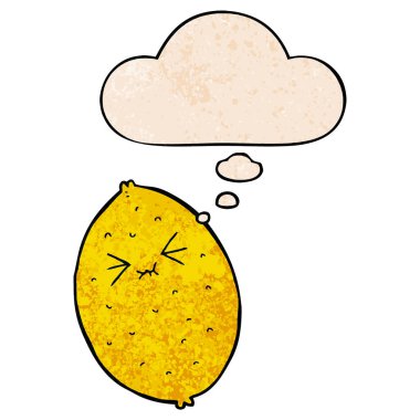 karikatür acı limon ve grunge doku patter düşünce kabarcık