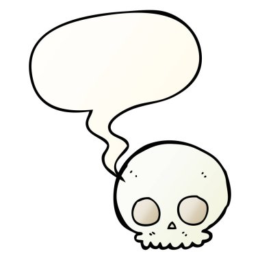 düzgün degrade tarzında karikatür kafatası ve konuşma balonu