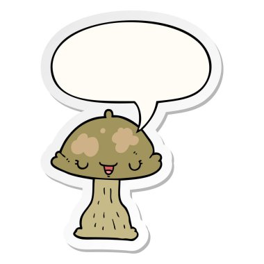 karikatür toadstool ve konuşma kabarcık etiket