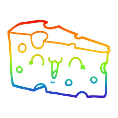 gökkuşağı degrade çizgi çizim karikatür peynir