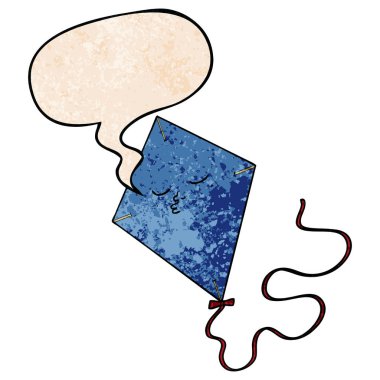 retro doku tarzında karikatür uçurtma ve konuşma balonu