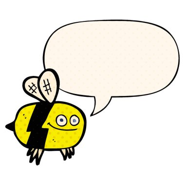 çizgi roman tarzında karikatür arı ve konuşma balonu