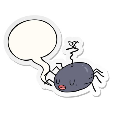 karikatür halloween örümcek ve konuşma kabarcık etiket