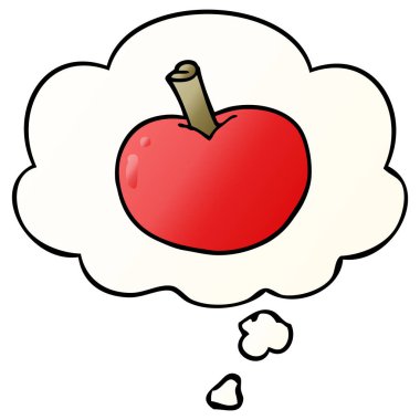 karikatür elma ve pürüzsüz degrade tarzında düşünce balonu