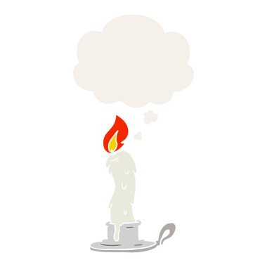 karikatür mum ve retro tarzında düşünce balonu