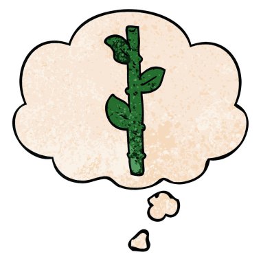 karikatür bambu ve grunge doku desen stil düşünce balonu