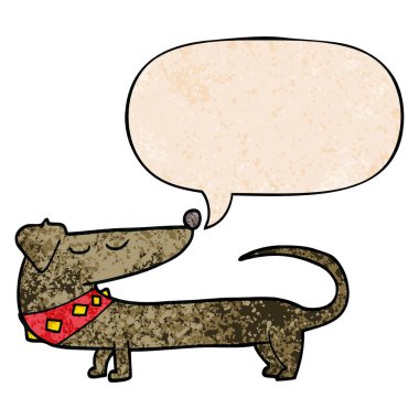 retro doku tarzında karikatür köpek ve konuşma balonu