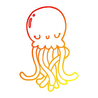 sıcak degrade çizgi sevimli karikatür denizanası çizim