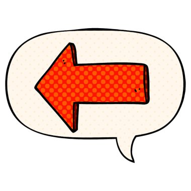 çizgi roman tarzında karikatür ok ve konuşma balonu