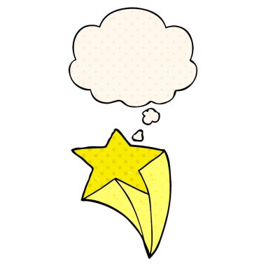 çizgi film çekim yıldızı ve çizgi roman tarzında kabarcık düşünce