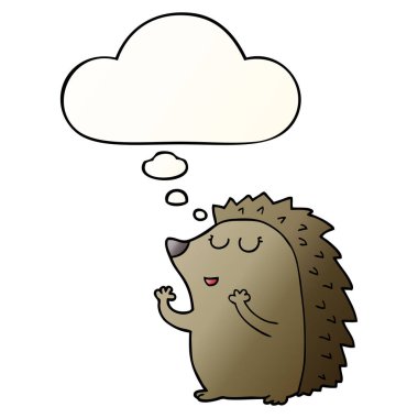 karikatür kirpi ve pürüzsüz degrade tarzında düşünce balonu