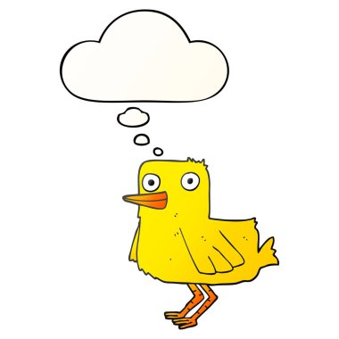 çizgi film ördek ve pürüzsüz degrade tarzında düşünce balonu