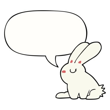 karikatür tavşan ve konuşma balonu