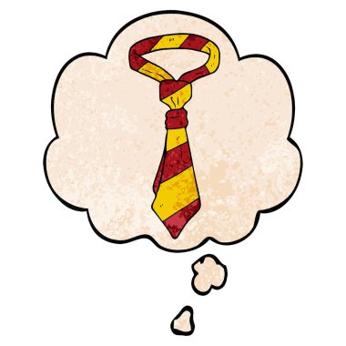 karikatür ofis kravat ve grunge doku desen düşünce balonu 