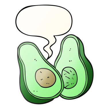 karikatür avokado ve konuşma balonu pürüzsüz degrade tarzında