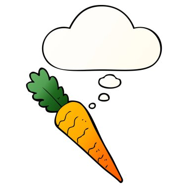 karikatür havuç ve pürüzsüz degrade tarzında kabarcık düşünce