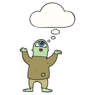 karikatür halloween canavar ve düşünce balonu