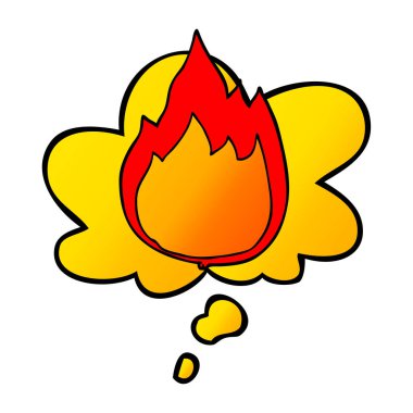 karikatür yangın ve pürüzsüz degrade tarzında düşünce balonu