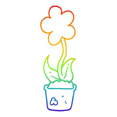 gökkuşağı degrade çizgi çizim sevimli karikatür çiçek