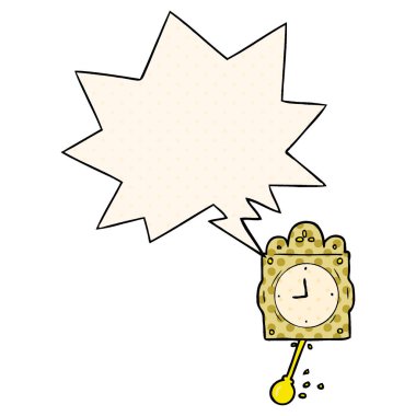 çizgi film saat ve sarkaç ve komik bo konuşma balonu işaretleme