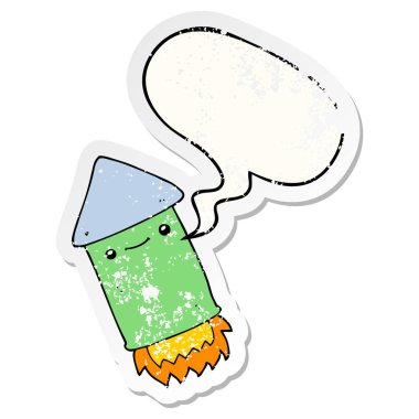 karikatür fişek ve konuşma balonu sıkıntılı etiket