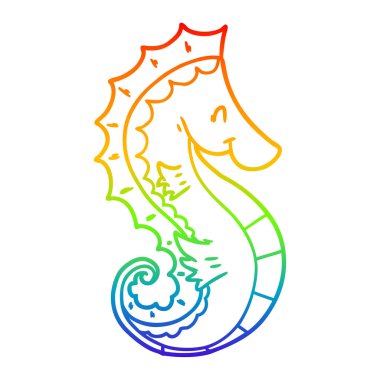 gökkuşağı gradyan çizgi çizim karikatür deniz atı