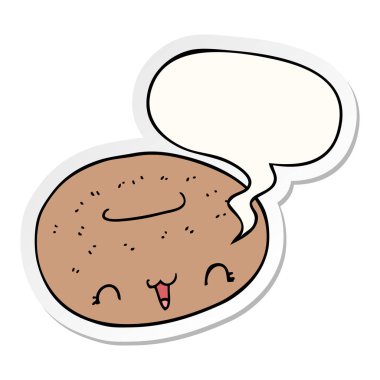 sevimli karikatür donut ve konuşma balonu etiket