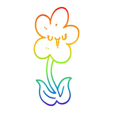 gökkuşağı degrade çizgi çizim karikatür çiçek mutlu yüz ile