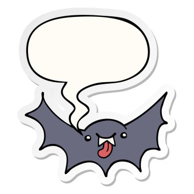 karikatür vampir yarasa ve konuşma kabarcık etiket