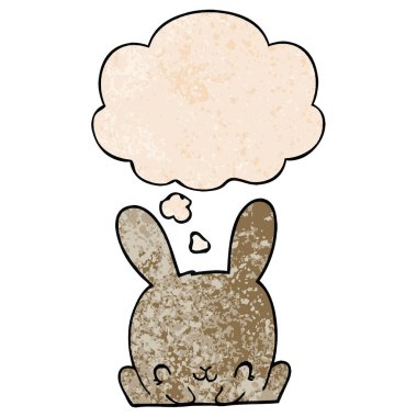 karikatür tavşan ve grunge doku desen stil düşünce balonu