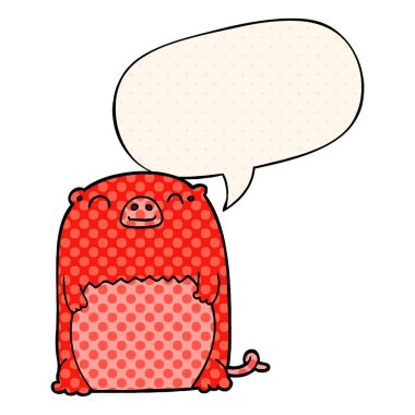 çizgi roman tarzında karikatür yaratık ve konuşma balonu