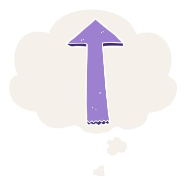 retro tarzında karikatür işaret ok ve düşünce balonu