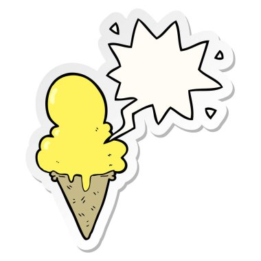 karikatür dondurma ve konuşma kabarcık Sticker