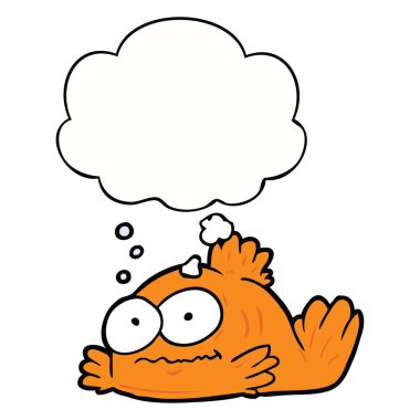 karikatür japon balığı ve düşünce balonu