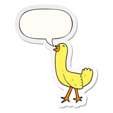 karikatür kuş ve konuşma kabarcık etiket