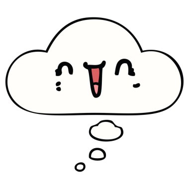 mutlu karikatür yüz ve düşünce balonu