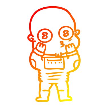 sıcak degrade çizgi çizim karikatür garip kel uzay adamı