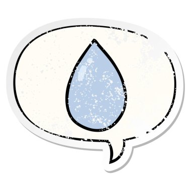 karikatür su damlacık ve konuşma balonu sıkıntılı etiket