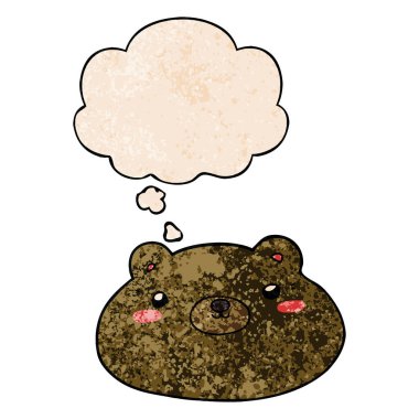 karikatür ayı ve grunge doku desen tarzında düşünce balonu