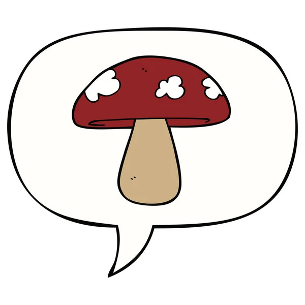 Cartoon mushroom and speech bubble — Stock Vector