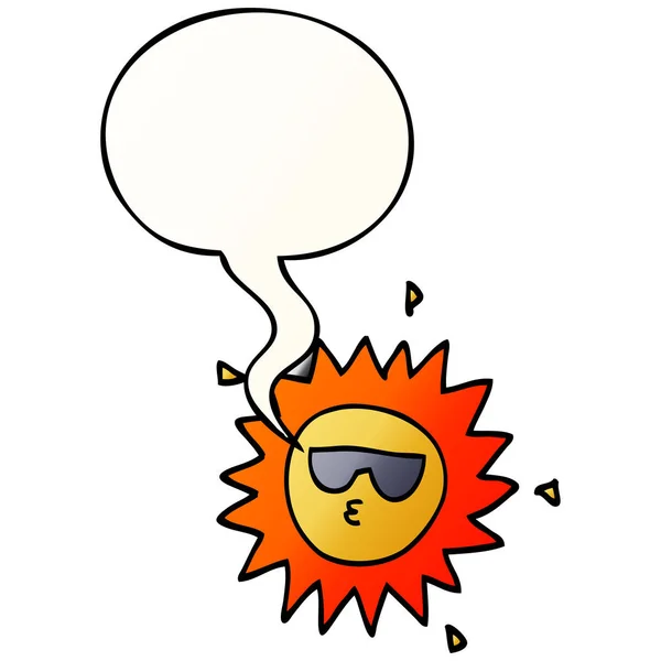 Cartoon sun and speech bubble in smooth gradient style — Stock Vector