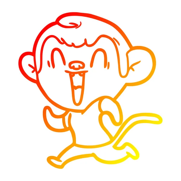 따뜻한 그라데이션 라인 그리기 만화 웃는 원숭이 — 스톡 벡터