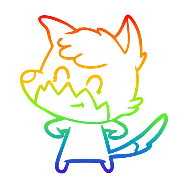 Regenboog gradiënt lijntekening cartoon vriendelijke Fox — Stockvector
