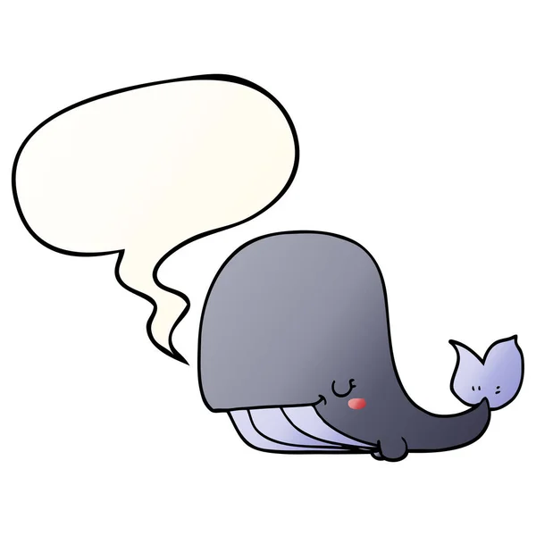 Cartoon walvis en Speech bubble in gladde gradiënt stijl — Stockvector