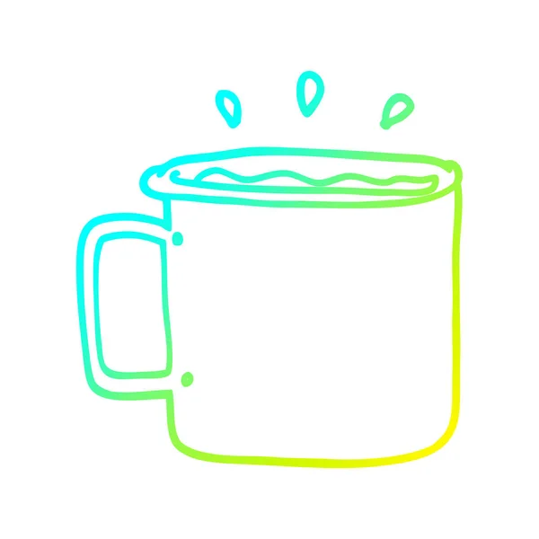 Kaltes Gefälle Linie Zeichnung Cartoon camping Tasse Kaffee — Stockvektor